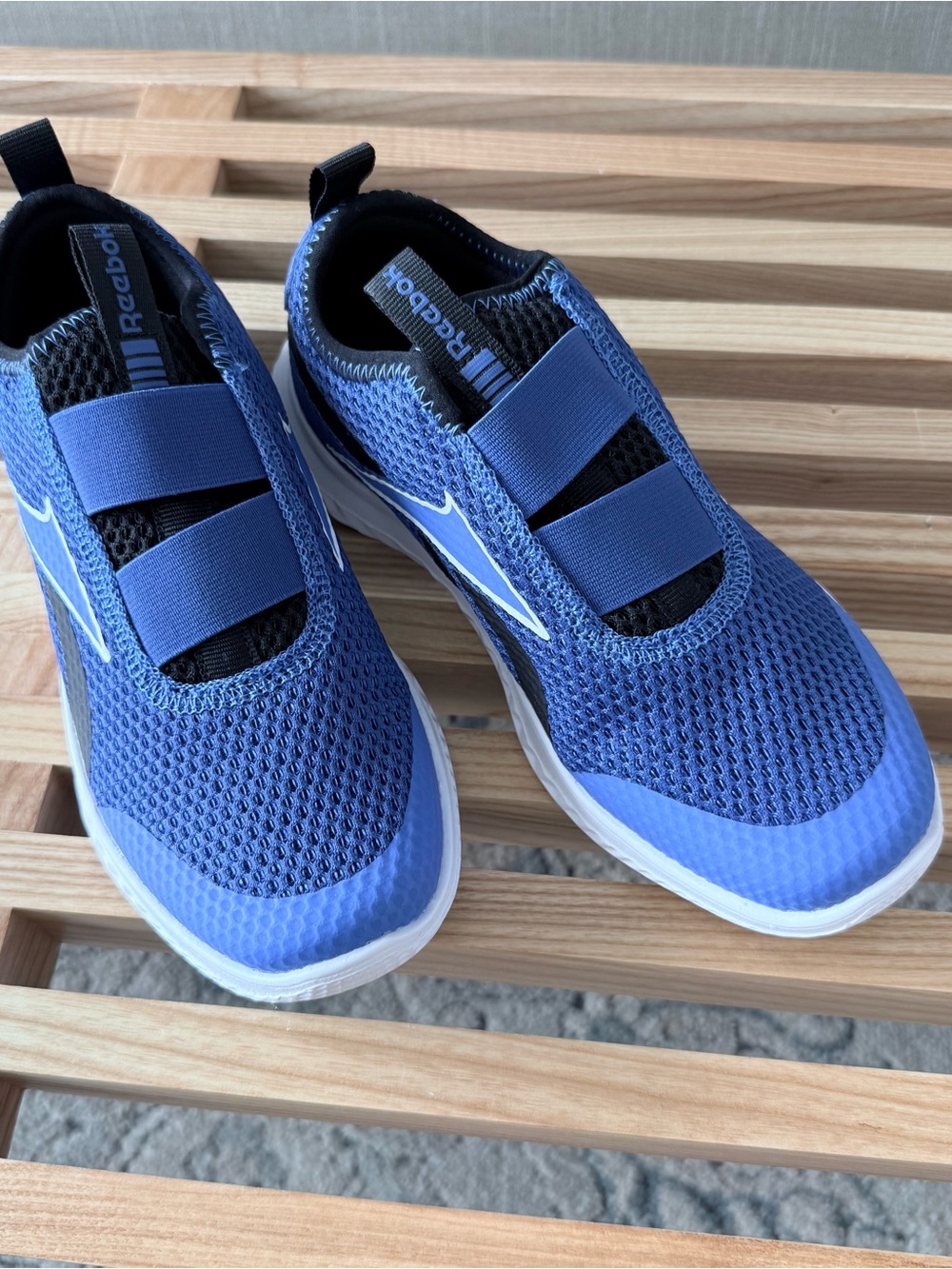 Reebok Kids Blue Slip-On Mesh Sneakers